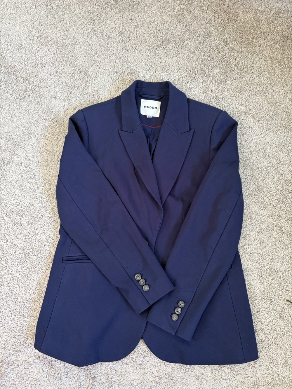 Boden Navy Blue Marylebone Ponte 2 Button Blazer 12 R Career Academia Preppy